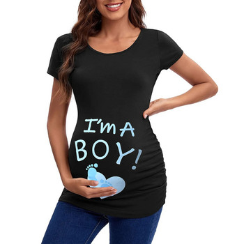 Μπλουζάκι εγκυμοσύνης με κοντό μανίκι Crew λαιμόκοψη χαριτωμένα γράμματα με εμπριμέ μπλούζες Γυναικείες μπλούζα με μπλουζάκι μπλουζάκι με μπλουζάκι embarazo y maternidad