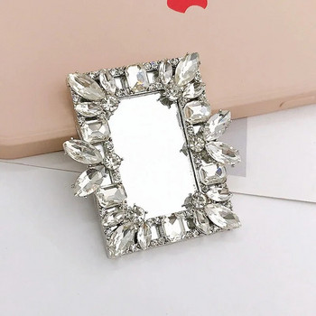 Декорация на капака на калъфа за телефон Мини джоб Красота Козметично огледало за грим, Коледен подарък за жени, Реколта Кристално цвете Огледало Грим