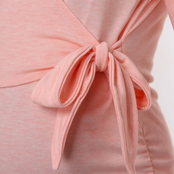 Μακρυμάνικα μπλουζάκια εγκυμοσύνης Μπλούζες θηλασμού εγκυμοσύνης Έγκυος φθινοπωρινή μπλούζα θηλασμού με V λαιμόκοψη Σέξι μπλούζα για ρούχα εγκυμοσύνης