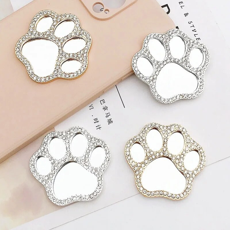 Διακοσμητικό κάλυμμα θήκης τηλεφώνου, Mini Pocket Beauty Καθρέφτης μακιγιάζ, Γυναικείο χριστουγεννιάτικο δώρο, Bling Crystal Paw Mirror Mirror Make Up