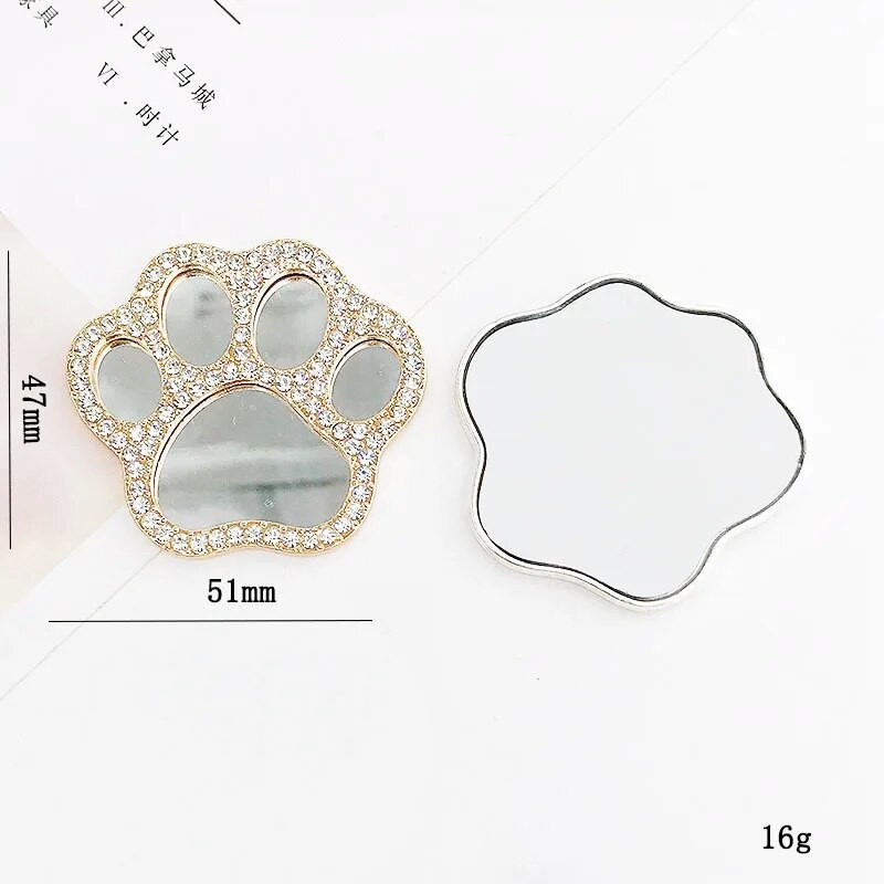 Διακοσμητικό κάλυμμα θήκης τηλεφώνου, Mini Pocket Beauty Καθρέφτης μακιγιάζ, Γυναικείο χριστουγεννιάτικο δώρο, Bling Crystal Paw Mirror Mirror Make Up