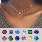 JUJIE 316L kristalna ogrlica od nehrđajućeg čelika za žene Moda 12 boja Birthstone Ogrlice Veleprodaja nakita/Dropshipping