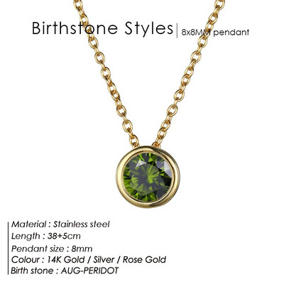 JUJIE 316L kristalna ogrlica od nehrđajućeg čelika za žene Moda 12 boja Birthstone Ogrlice Veleprodaja nakita/Dropshipping