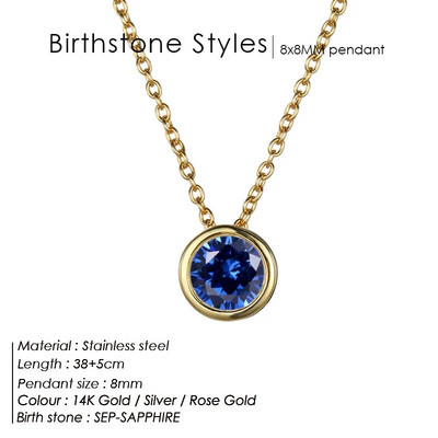 JUJIE 316L kristalna ogrlica od nehrđajućeg čelika za žene Moda 12 boja Birthstone Ogrlice Veleprodaja nakita/Dropshipping