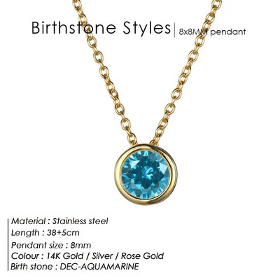 JUJIE 316L kristalna ogrlica od nehrđajućeg čelika za žene Moda 12 boja Birthstone Ogrlice Veleprodaja nakita/Dropshipping