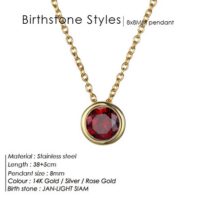 JUJIE 316L kristalna ogrlica od nehrđajućeg čelika za žene Moda 12 boja Birthstone Ogrlice Veleprodaja nakita/Dropshipping