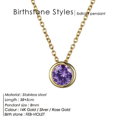 JUJIE 316L kristalna ogrlica od nehrđajućeg čelika za žene Moda 12 boja Birthstone Ogrlice Veleprodaja nakita/Dropshipping