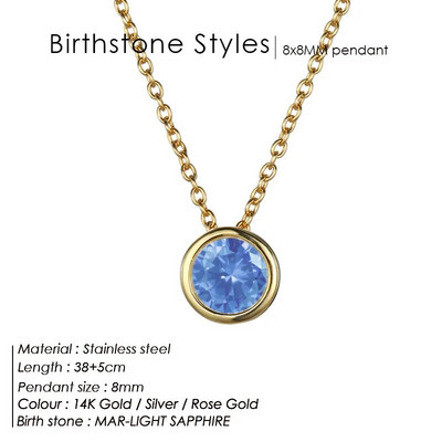 JUJIE 316L kristalna ogrlica od nehrđajućeg čelika za žene Moda 12 boja Birthstone Ogrlice Veleprodaja nakita/Dropshipping