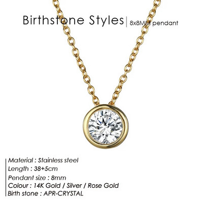 JUJIE 316L kristalna ogrlica od nehrđajućeg čelika za žene Moda 12 boja Birthstone Ogrlice Veleprodaja nakita/Dropshipping