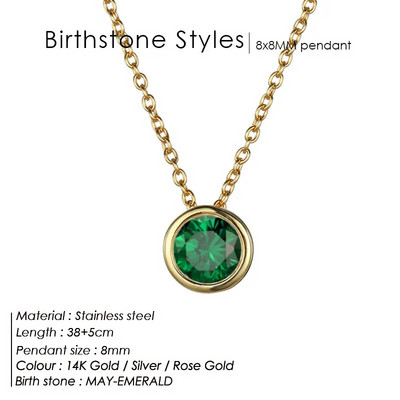 JUJIE 316L kristalna ogrlica od nehrđajućeg čelika za žene Moda 12 boja Birthstone Ogrlice Veleprodaja nakita/Dropshipping