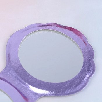 Компактно козметично огледало с форма на морска раковина PU кожа Двустранна лупа за грим Огледало за тоалети Ретро огледало