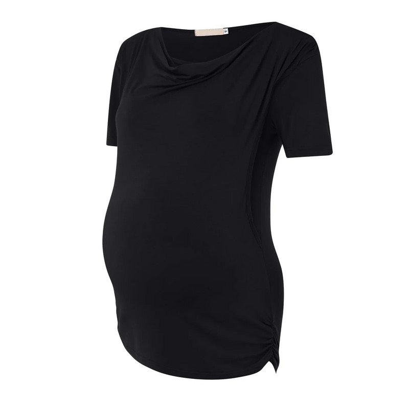 Grūtnieču zīdīšanas T krekls Sieviešu ikdienas tīras krāsas T krekls grūtniecei ar īsām piedurknēm Blūze barošanai ar krūti