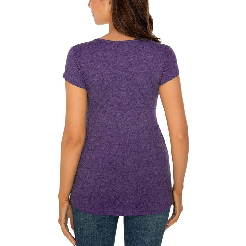 Ležerna ženska majica kratkih rukava za trudnice, ljetna majica s kratkim rukavima u boji, kratkih rukava s volanima, s okruglim izrezom, osnovne majice za dojilje, udobna majica