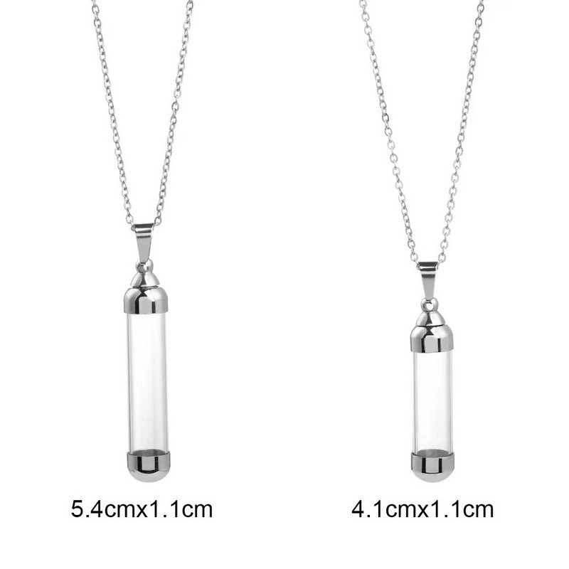 Caurspīdīga stikla flakona kaklarota vēlmju pudele, žāvētu ziedu kulonu rotaslietas atverams skrūvējams vāciņš tērauda ķēdes šarms smaržu burkas