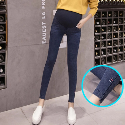 Vruće traperice za trudnice, uske traper hlače s elastičnim visokim strukom, modne uske trudničke hlače 2023.