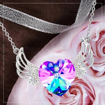 Μόδα Creative Angel Wings Κοσμήματα Κολιέ Γυναικεία Υπέροχη Καρδιά Κρυστάλλινο Κρεμαστό γάμου αρραβώνων Δώρο γενεθλίων
