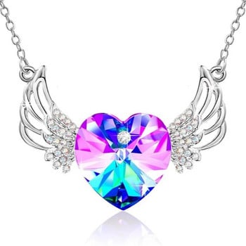 Модни креативни ангелски крила Бижута Колие Дамско великолепно сърце Кристал Сватба Годежен висулка Годишнина Подарък за рожден ден
