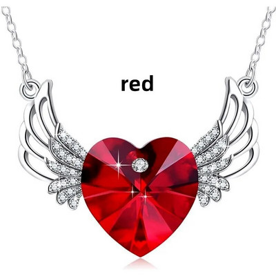 Divat Kreatív Angyalszárnyak Ékszer Nyaklánc Női Gyönyörű Szív Kristály Esküvői Eljegyzés medál Születésnapi születésnapi ajándék