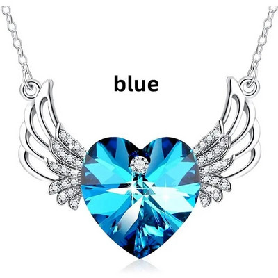 Divat Kreatív Angyalszárnyak Ékszer Nyaklánc Női Gyönyörű Szív Kristály Esküvői Eljegyzés medál Születésnapi születésnapi ajándék