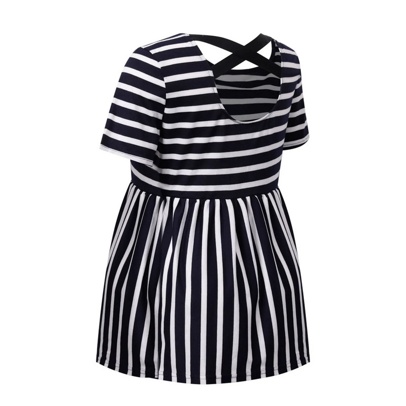 Női kismama felsők V nyakú, rövid ujjú babazuhany Szoptatás blúz Csíkos mintás szoptatás Terhes szoptatós pólók