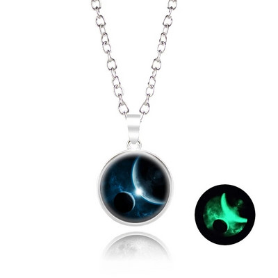 Novi dolazak Sjajni nakit Ogrlica s punim mjesecom Ručno izrađena staklena kupola Ogrlica s pomrčinom Mjeseca Sjaj u mraku Nakit s privjescima