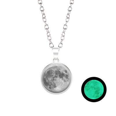Novi dolazak Sjajni nakit Ogrlica s punim mjesecom Ručno izrađena staklena kupola Ogrlica s pomrčinom Mjeseca Sjaj u mraku Nakit s privjescima