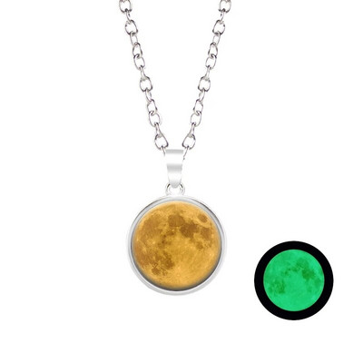 Novi dolazak Sjajni nakit Ogrlica s punim mjesecom Ručno izrađena staklena kupola Ogrlica s pomrčinom Mjeseca Sjaj u mraku Nakit s privjescima