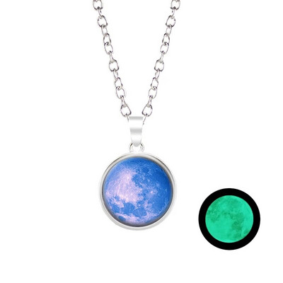 Novi dolazak Sjajni nakit Ogrlica s punim mjesecom Ručno izrađena staklena kupola Ogrlica s pomrčinom Mjeseca Sjaj u mraku Nakit s privjescima