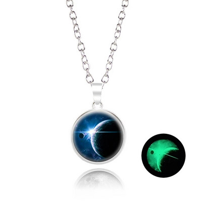 Novi dolazak Sjajni nakit Ogrlica s punim mjesecom Ručno izrađena staklena kupola Ogrlica s pomrčinom Mjeseca Sjaj u mraku Nakit s privjescima