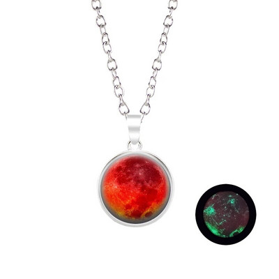 Novi dolazak Sjajni nakit Ogrlica s punim mjesecom Ručno izrađena staklena kupola Ogrlica s pomrčinom Mjeseca Sjaj u mraku Nakit s privjescima