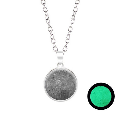 Novi dolazak Sjajni nakit Ogrlica s punim mjesecom Ručno izrađena staklena kupola Ogrlica s pomrčinom Mjeseca Sjaj u mraku Nakit s privjescima