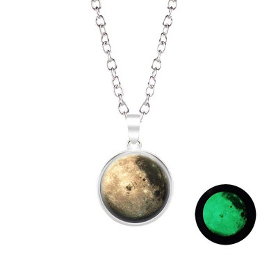 Novi dolazak Sjajni nakit Ogrlica s punim mjesecom Ručno izrađena staklena kupola Ogrlica s pomrčinom Mjeseca Sjaj u mraku Nakit s privjescima