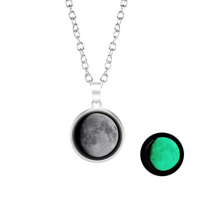 Novi dolazak Sjajni nakit Ogrlica s punim mjesecom Ručno izrađena staklena kupola Ogrlica s pomrčinom Mjeseca Sjaj u mraku Nakit s privjescima