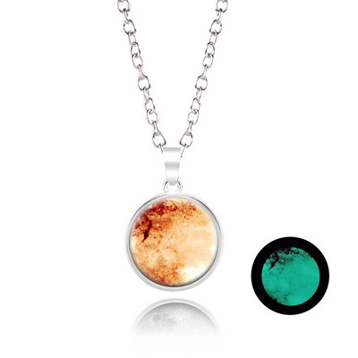 Novi dolazak Sjajni nakit Ogrlica s punim mjesecom Ručno izrađena staklena kupola Ogrlica s pomrčinom Mjeseca Sjaj u mraku Nakit s privjescima