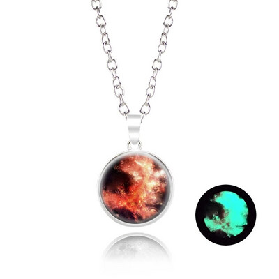 Novi dolazak Sjajni nakit Ogrlica s punim mjesecom Ručno izrađena staklena kupola Ogrlica s pomrčinom Mjeseca Sjaj u mraku Nakit s privjescima