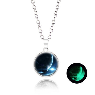 Novi dolazak Sjajni nakit Ogrlica s punim mjesecom Ručno izrađena staklena kupola Ogrlica s pomrčinom Mjeseca Sjaj u mraku Nakit s privjescima