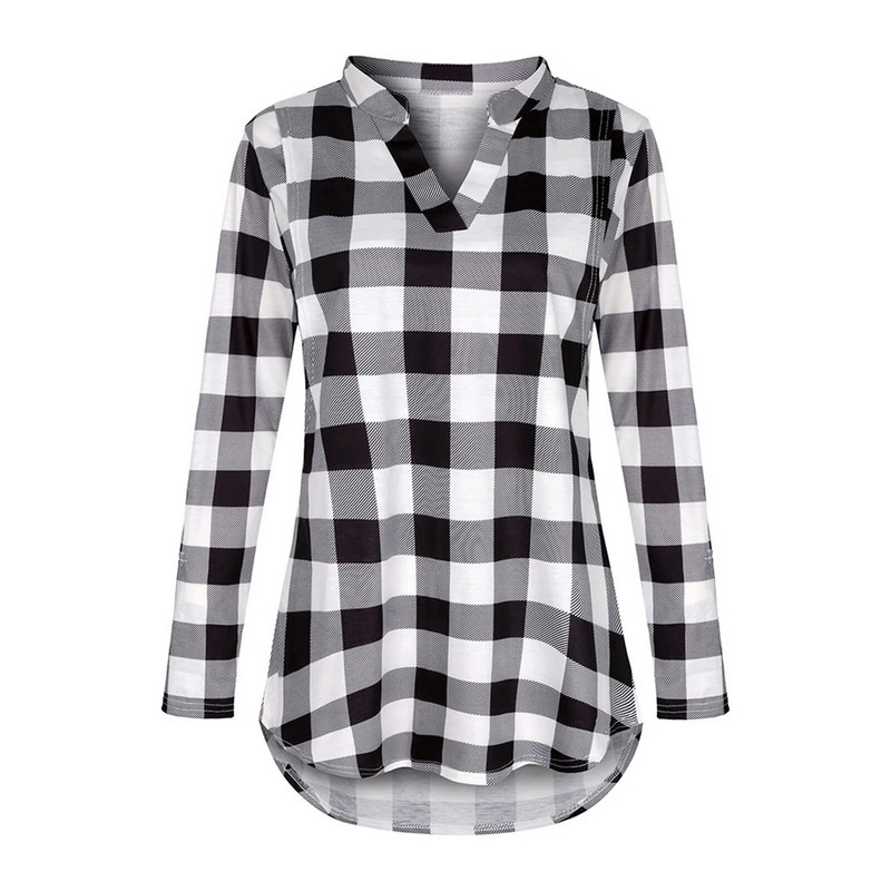 Majice za trudnice, dojilje, majice za trudnice, jesen, zima, karirane bluze s printom za dojilje, ležerne majice s V izrezom