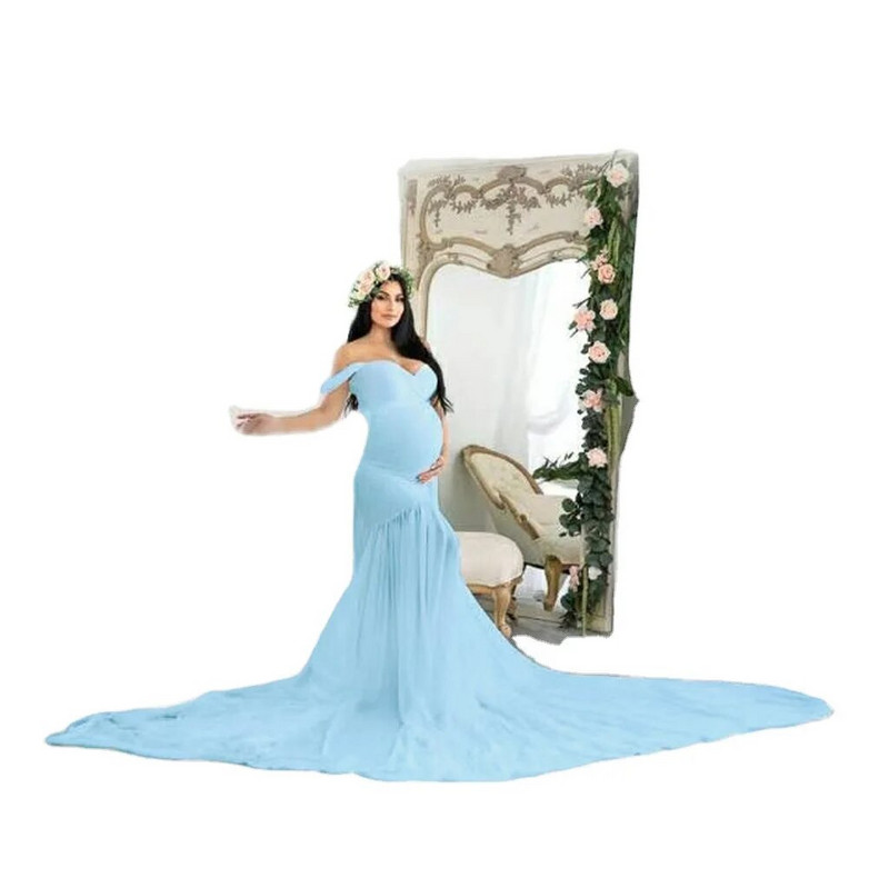 Duga bijela trudnička haljina Fotografija Rekviziti za vjenčanje Haljine za trudnice Odjeća Trudnička haljina za fotografiranje