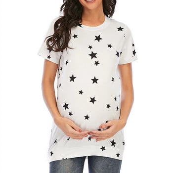Καλοκαιρινό μπλουζάκι εγκυμοσύνης Πουλόβερ Γυναικείο με κοντό μανίκι Κλασικό μπλουζάκι Mothers Ρούχα εγκυμοσύνης στρογγυλή λαιμόκοψη Ropa