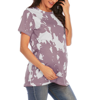 Μπλουζάκι με γραβάτα εγκυμοσύνης πουλόβερ Γυναικεία μπλουζάκια καθημερινά με στρογγυλή λαιμόκοψη κοντομάνικο μπλουζάκι καλοκαιρινά ρούχα εγκυμοσύνης Ropa