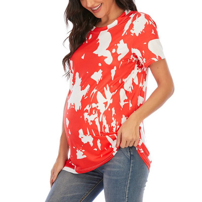 Grūtnieču kaklasaites T krekls Pulovers Māmiņām Sieviešu ikdienas topi apaļš kakls ar īsām piedurknēm T krekls Vasaras grūtniecības apģērbs Ropa