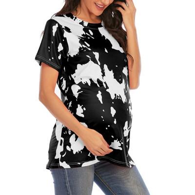 Grūtnieču kaklasaites T krekls Pulovers Māmiņām Sieviešu ikdienas topi apaļš kakls ar īsām piedurknēm T krekls Vasaras grūtniecības apģērbs Ropa