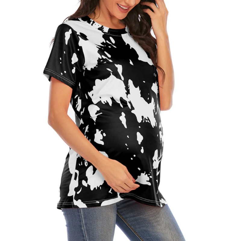 Grūtnieču kaklasaites T krekls Pulovers Māmiņām Sieviešu ikdienas topi apaļš kakls ar īsām piedurknēm T krekls Vasaras grūtniecības apģērbs Ropa