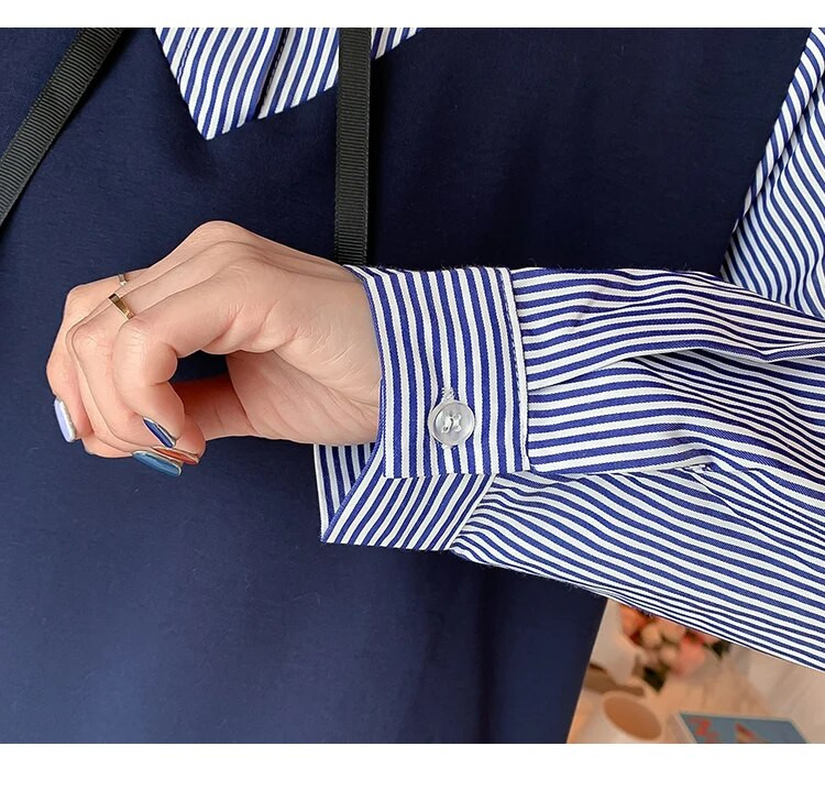 Ριγέ μακρυμάνικο γιακά μπλούζα εγκυμοσύνης Preppy στυλ μπλουζάκι για έγκυες φλις μπλούζες εγκυμοσύνης