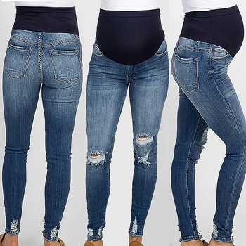 2023 Нови летни есенни модни дънки за бременни с висока талия на корема Тесни моливи панталони Дрехи за бременни жени Бременност