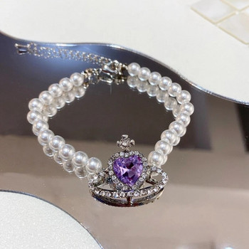 Корейска модна дамска кристална елегантна перлена огърлица с планетни кристали Луксозни бижута Подарък