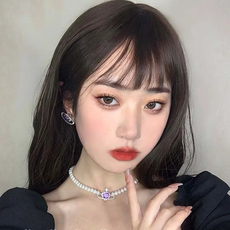 Korejska modna ženska kristalno elegantna biserna ogrlica s vještačkim dijamantima, luksuzni poklon, nakit