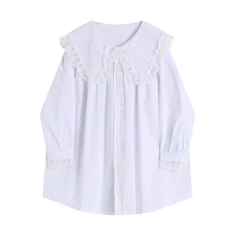 Pavasara rudens lielizmēra grūtniecēm krekls, mežģīnes, Pētera Pena apkakle, salda grūtnieču drēbes, gara brīva grūtniecības blūze