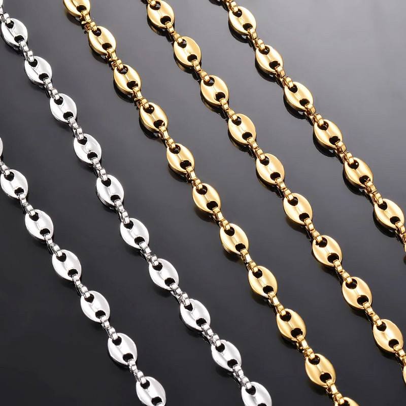 1 komad Hip-hop lančići od nehrđajućeg čelika u zrnu kave Ogrlice Lanci za svinjski nos Narukvice Punk ogrlica
