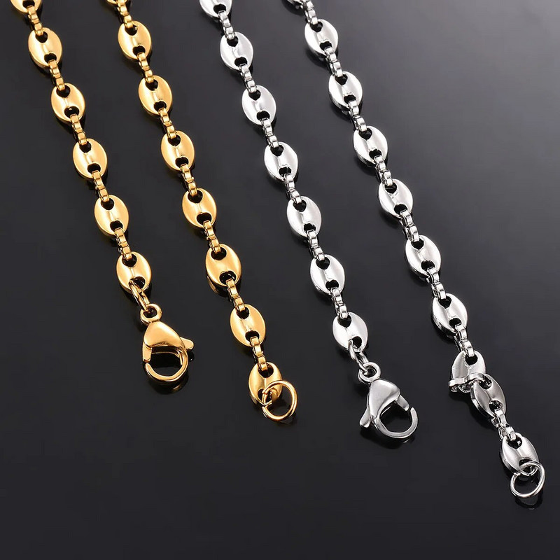 1 komad Hip-hop lančići od nehrđajućeg čelika u zrnu kave Ogrlice Lanci za svinjski nos Narukvice Punk ogrlica